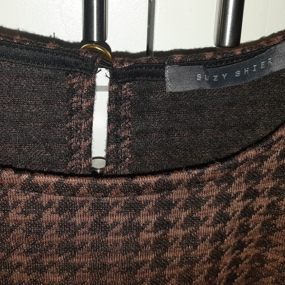 New Brown Houndstooth Peplum Top - Picture 5 of 8